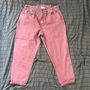 Women Plus size elastic ruffle scrunch waist jeans